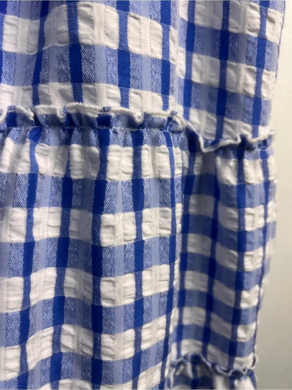 By & By Smocked Blue Gingham Maxi Dress Blue Check Size 10
